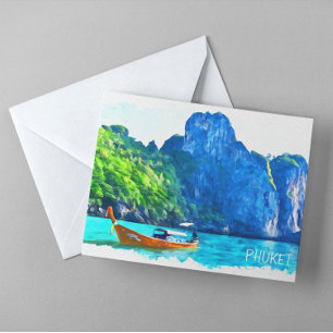 Carte Postale Phuket Thaïlande colorée aquarelle