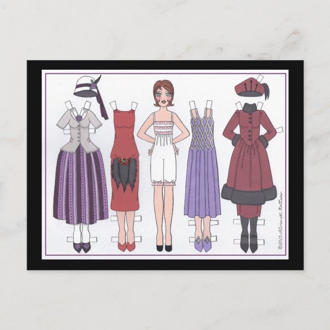 Carte Postale Phyllis, dame Art déco de la poupée en papier des  (Devant)