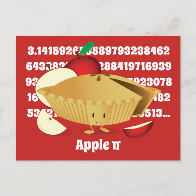 Carte Postale Pi Day Apple Pie Cartoon Numéro de caractère (Devant)