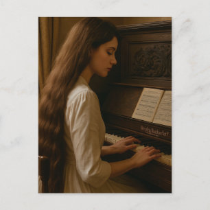 Carte Postale Pianiste femme vintage
