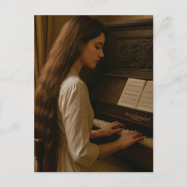 Carte Postale Pianiste femme vintage (Devant)