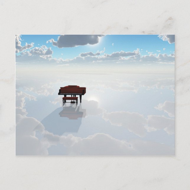 Carte Postale Piano dans paysage blanc dramatique (Devant)