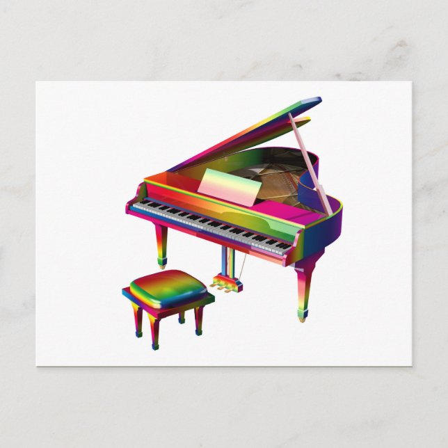 Carte Postale Piano de couleur arc-en-ciel (Devant)