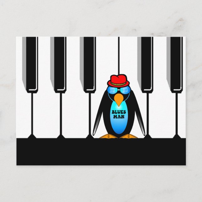 Carte Postale piano homme blues (Devant)
