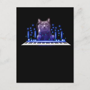 Carte Postale Piano Jouer Clavier Chat Kitten Cute Animal