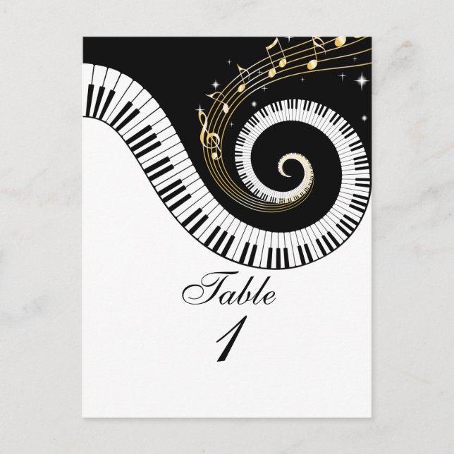 Carte Postale Piano Keys et Golden Music Notes Numéro de tableau (Devant)