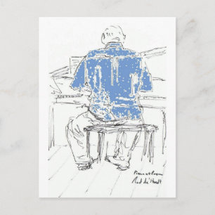 Carte Postale Piano Man en chemise bleue chaque occasion vos mot