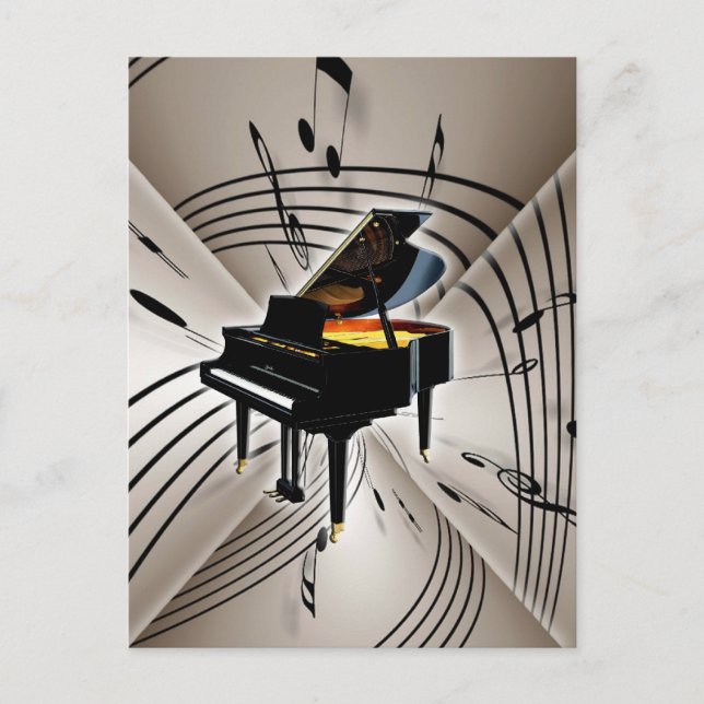 Carte Postale Piano Notes et personnel (Devant)