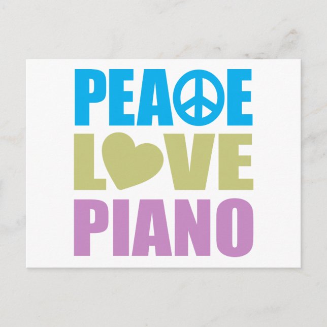 Carte Postale Piano Peace Love (Devant)