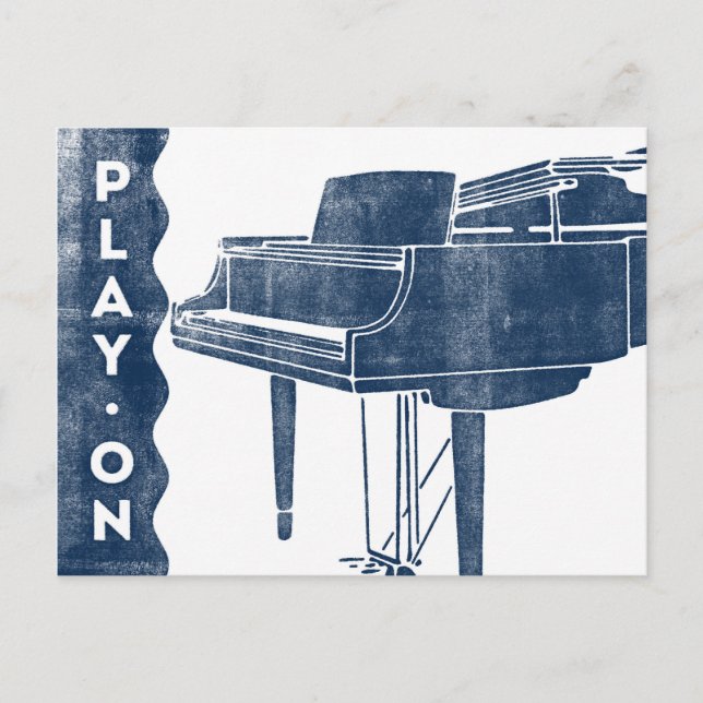 Carte postale Piano - Vintage Retro Marine Bleu Bl (Devant)