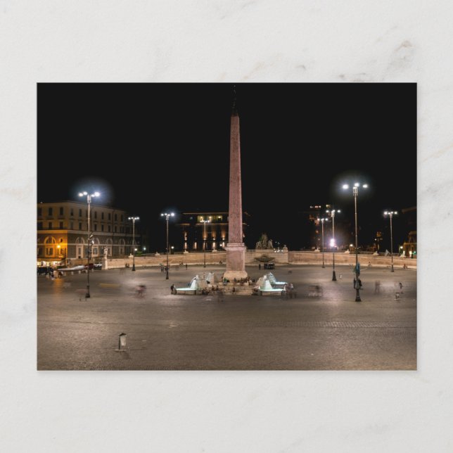 Carte Postale Piazza del Popolo la nuit - Rome, Italie (Devant)