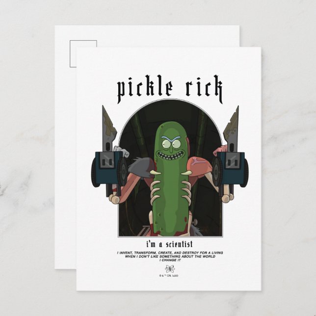 Carte Postale Pickle Rick - Je suis un scientifique Citation gra (Devant / Derrière)