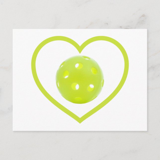 Carte Postale pickleball amour boule de cornichon jaune (Devant)