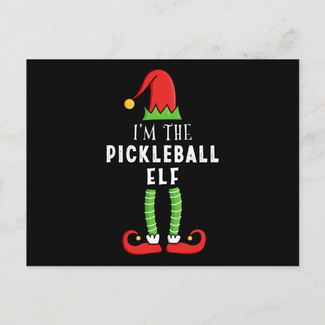 Carte Postale Pickleball elf Noël jumelé cadeau de famille (Devant)