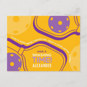 Carte Postale Pickleball Joyeux Anniversaire Jaune Personnalisab