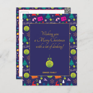 Carte Postale Pickleball 🎄 Joyeux Noël, texte personnalisé
