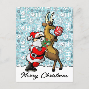 Carte Postale Pickleball Partners Père Noël & Reindeer Sleightin