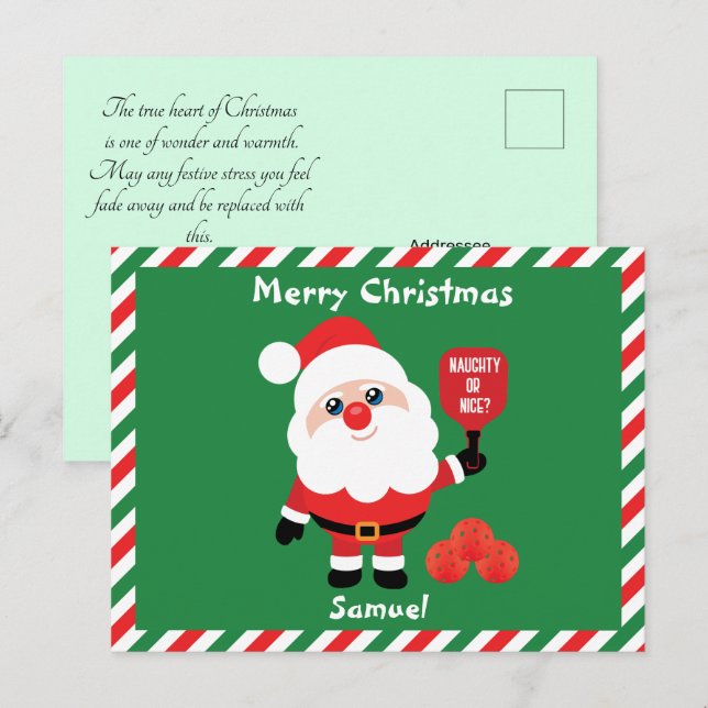 Carte postale Pickleball 🎅 Père Noël (Devant / Derrière)