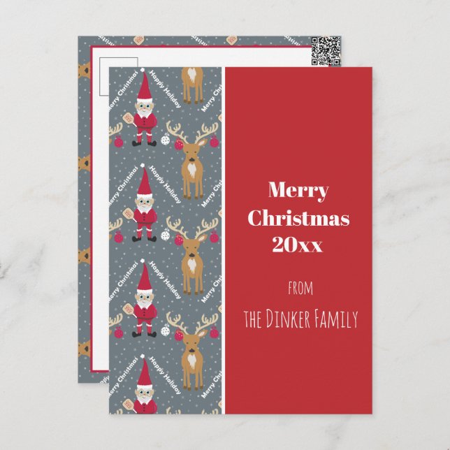 Carte Postale Pickleball Père Noël 🎅 Joyeux Noël 🎁 (Devant / Derrière)