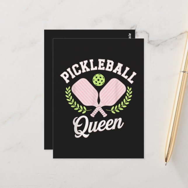 Carte Postale Pickleball Queen Funny Pickleball Player (Devant/Arrière en situation)