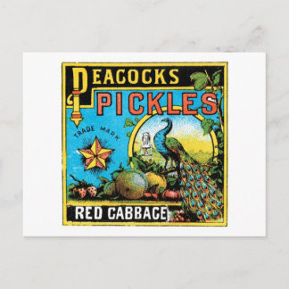 Carte Postale Pickles de Peacock Étiquette de chou rouge