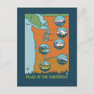 Carte Postale Pics du Nord-Ouest - 5 montagnes différentes