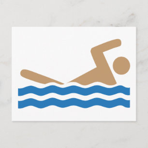 Carte Postale Pictogramme d'icône de natation en couleur