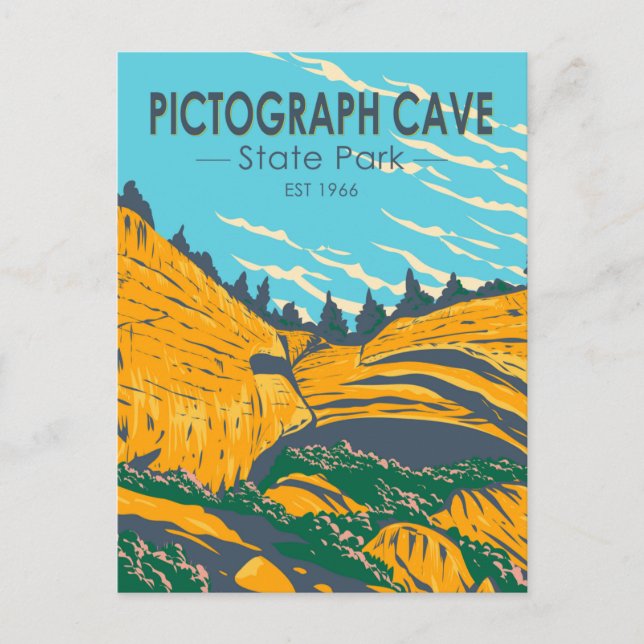 Carte Postale Pictograph Cave State Park Montana Vintage (Devant)