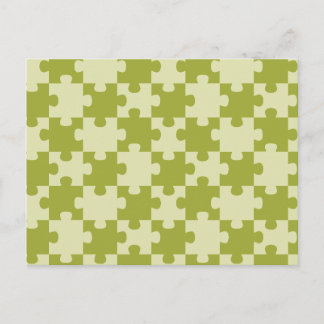 Carte Postale Pièce de puzzle vert olive géométrique sans coutur