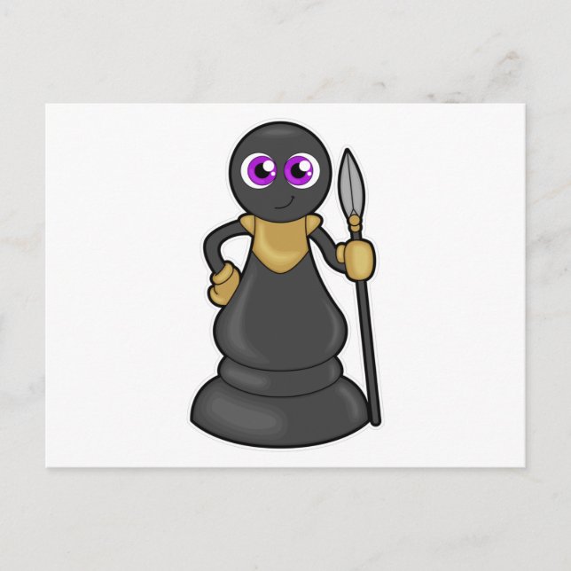 Carte Postale Pièce d'échecs Pion aux Échecs avec Lance (Devant)