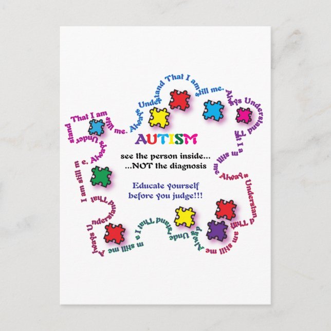 Carte Postale Pièce du puzzle de l'autisme (Devant)