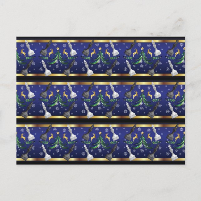 Carte Postale Pièces de jeu d'échecs de Noël - Arbre de Noël à f (Devant)