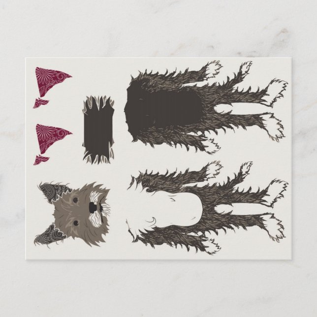 Carte Postale pièces de papier de poupée de chiot (Devant)