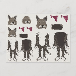 Carte Postale pièces de papier de poupée de chiot