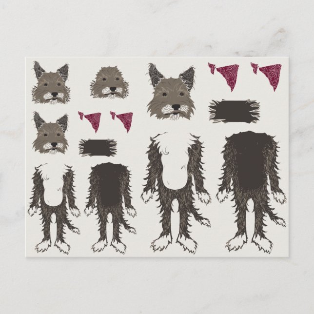 Carte Postale pièces de papier de poupée de chiot (Devant)