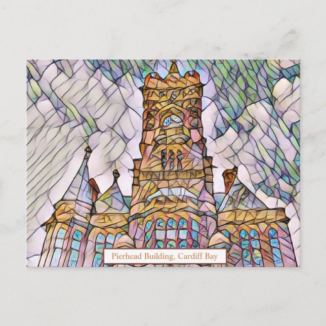 Carte Postale Pierhead Building Art numérique Cardiff (Devant)