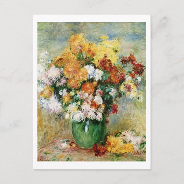 Carte Postale Pierre A Renoir | Bouquet de chrysanthèmes (Devant)