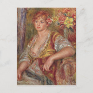 Carte Postale Pierre A Renoir   Femme blonde avec un Rose