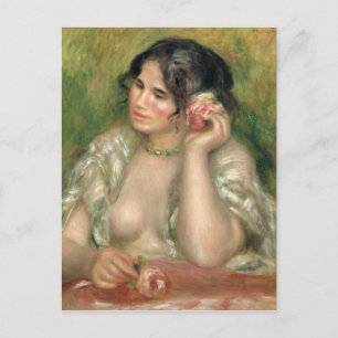 Carte Postale Pierre A Renoir Gabrielle avec un Rose