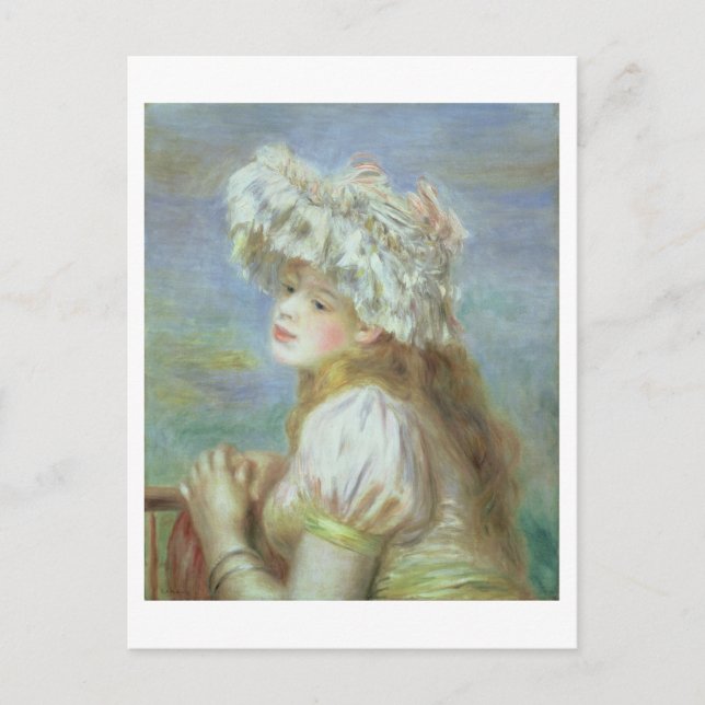 Carte Postale Pierre A Renoir | Jeune femme dans un casquette de (Devant)