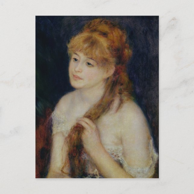 Carte Postale Pierre A Renoir | Jeune femme lui tressant les che (Devant)