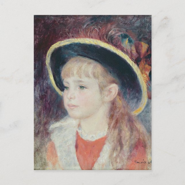 Carte Postale Pierre A Renoir | Jeune fille dans un Casquette bl (Devant)