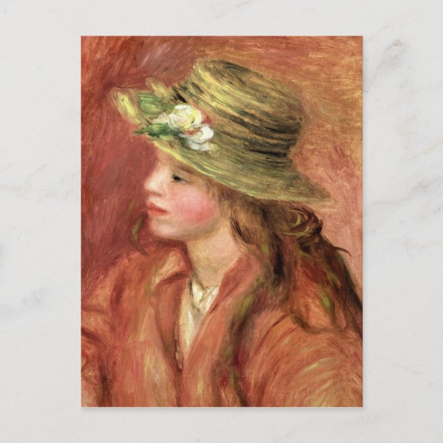 Carte Postale Pierre A Renoir | Jeune fille dans un Casquette de (Devant)