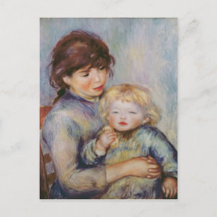 Carte Postale Pierre A Renoir Maternité, Enfant avec un biscui