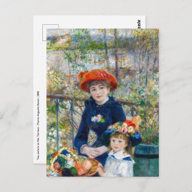 Carte Postale Pierre-Auguste Renoir - Deux sœurs sur la terrasse (Devant / Derrière)