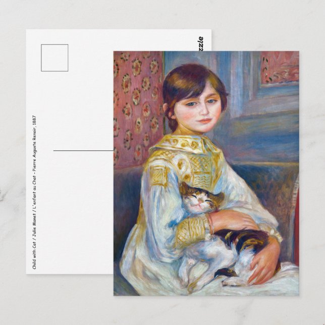Carte Postale Pierre-Auguste Renoir - Enfant avec chat (Devant / Derrière)