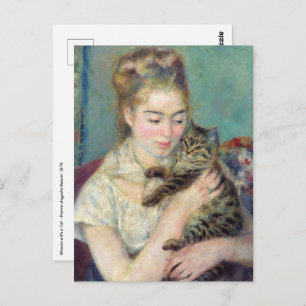 Carte Postale Pierre-Auguste Renoir - Femme avec chat