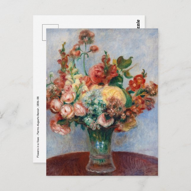 Carte Postale Pierre-Auguste Renoir - Fleurs dans un vase (Devant / Derrière)