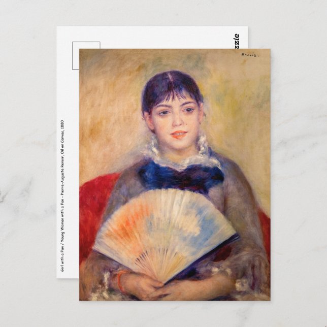Carte Postale Pierre-Auguste Renoir - Jeune fille avec un éventa (Devant / Derrière)