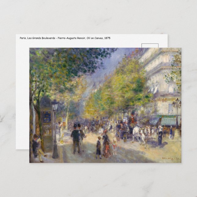Carte Postale Pierre-Auguste Renoir - Paris, Grands Boulevards (Devant / Derrière)